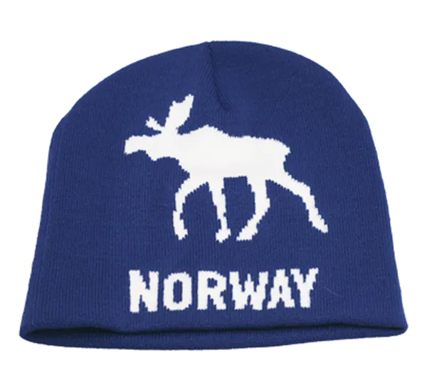 Hovedbilde Lue med elg og Norway, blå
