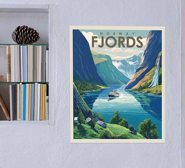 Main Image Poster, Fjords, retro