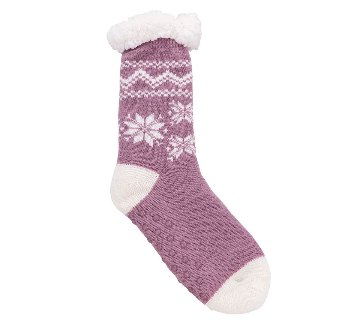 Knitted sock with starpattern pink/white