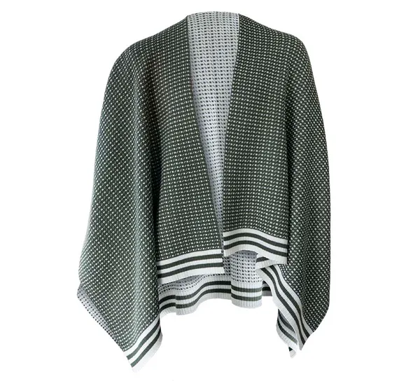 Hovedbilde Ullponcho, Islender, grønn/hvit