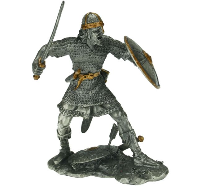Main Image Viking with sword and shield, pewter
