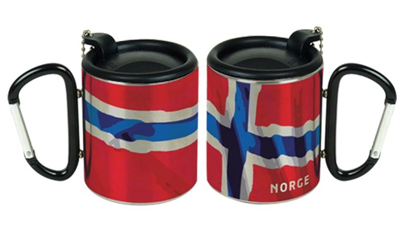 Termokopp med lokk, flagg, sort karabinkrok