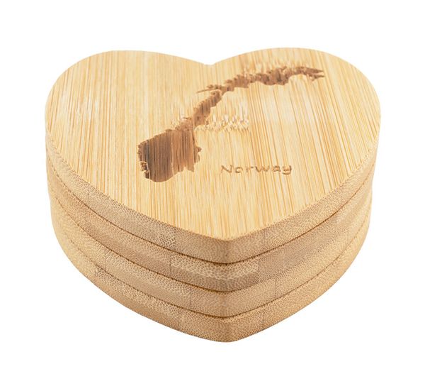 Main Image Glass coasters heart with map of Norway, s/4