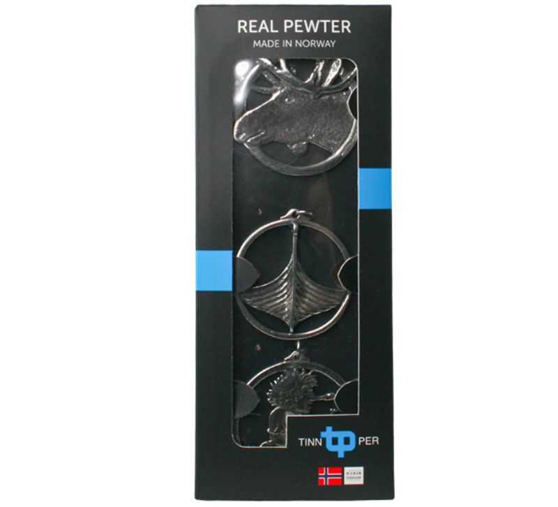Ornaments in gift box, Tinn-Per, set of 3