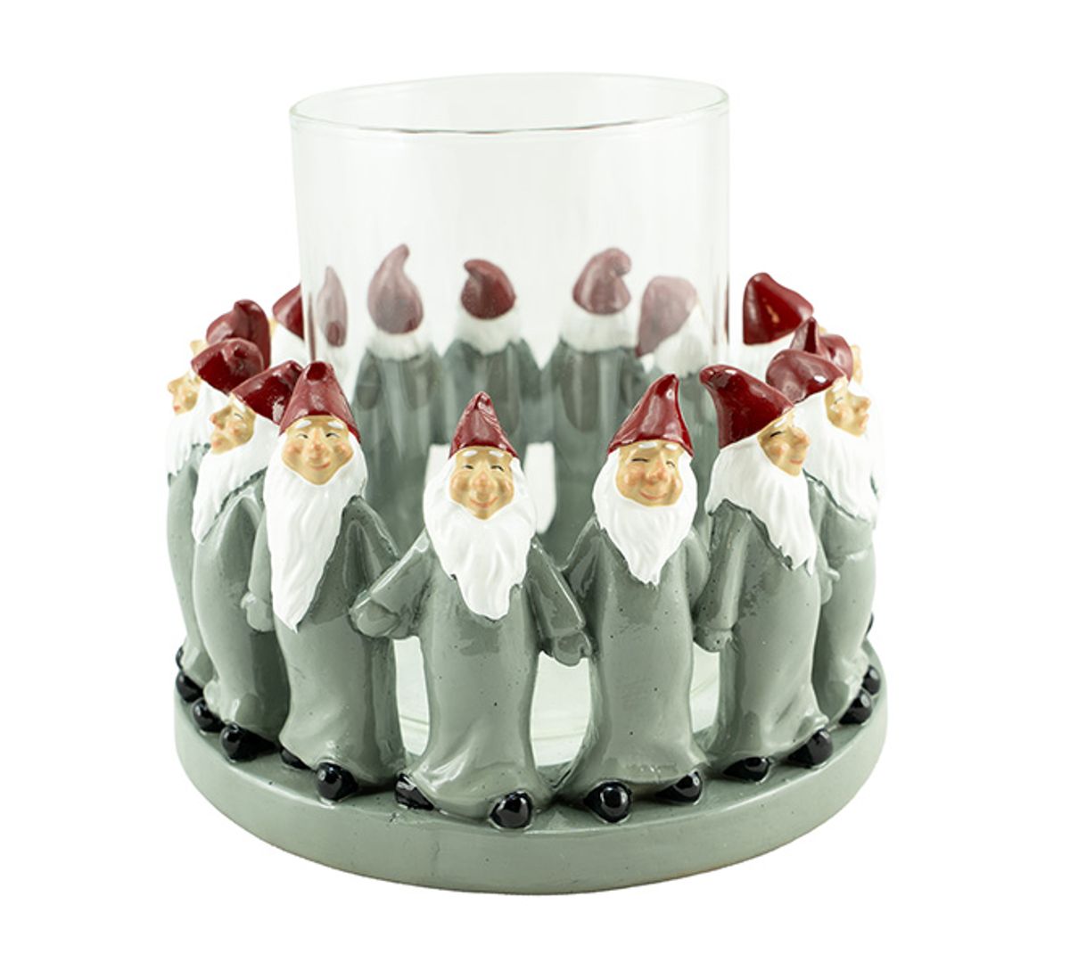 Lantern with santa, grey, D. 15 cm, Harvesttime