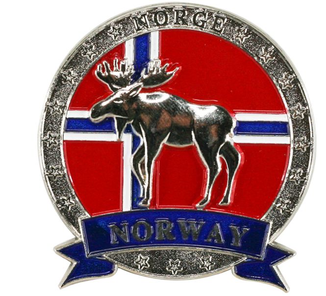 Main Image Metal magnet with silver moose Norway