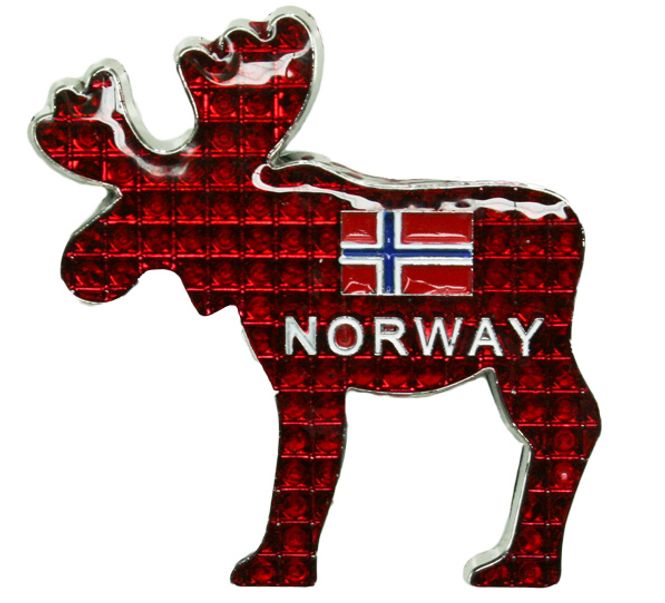 Main Image Metal magnet, red moose, Norway