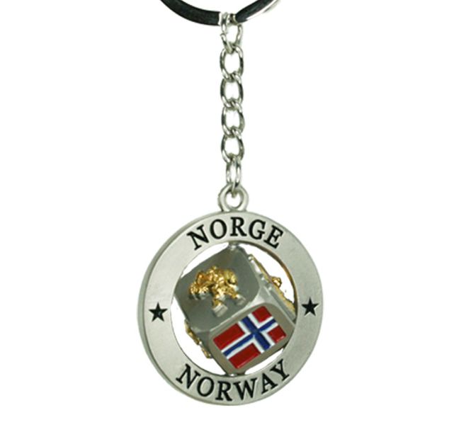 Main Image Keychain, dice with Norwegian flag, troll, ...