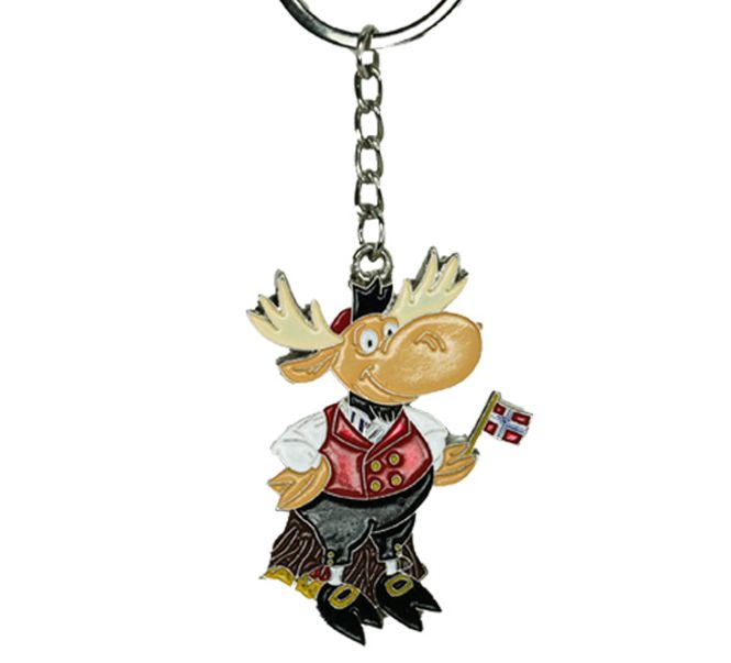 Main Image Keychain, moose wearing bunad