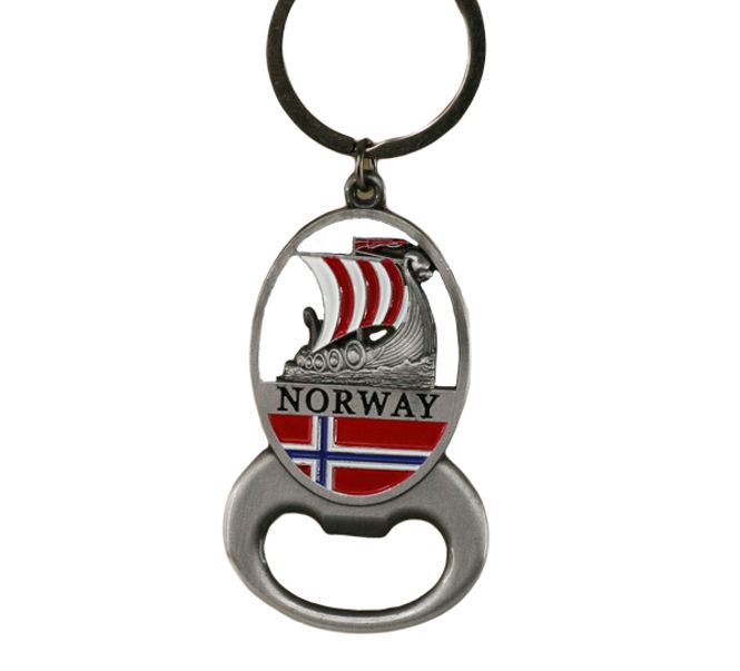 Main Image Metal keychain, silver viking ship
