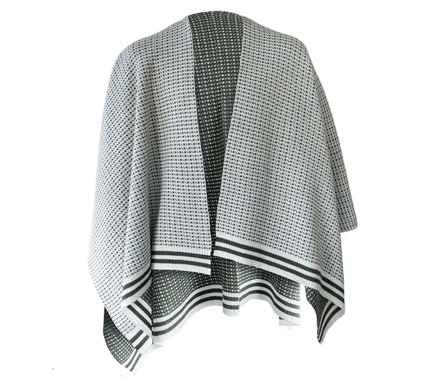 Hovedbilde Ullponcho, Islender, grønn/hvit