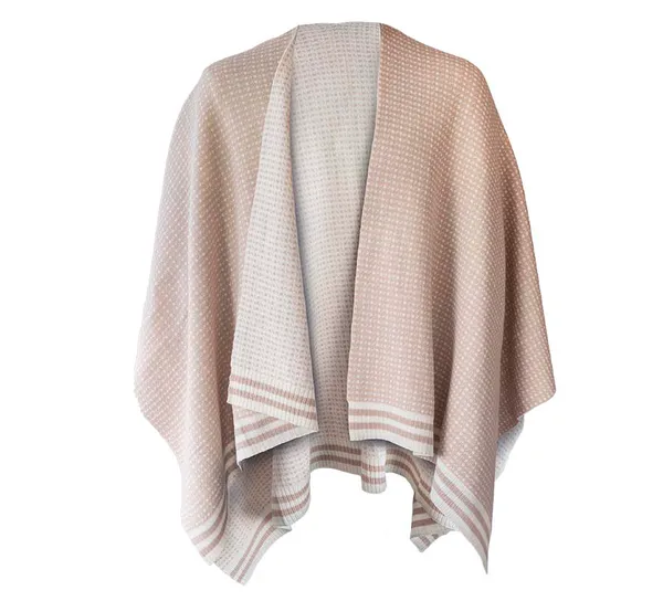 Hovedbilde Ullponcho, Islender, sand/hvit