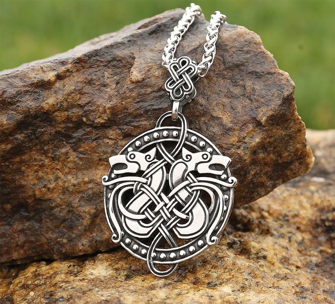 Main Image Viking necklace, Dragon heads
