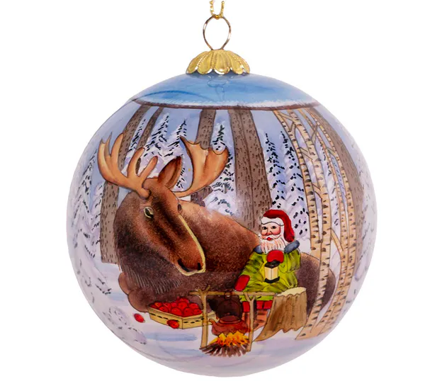 Main Image Glass bauble, Moose and santa