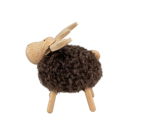 Hovedbilde Elg av tre, brun, fluffy, liten