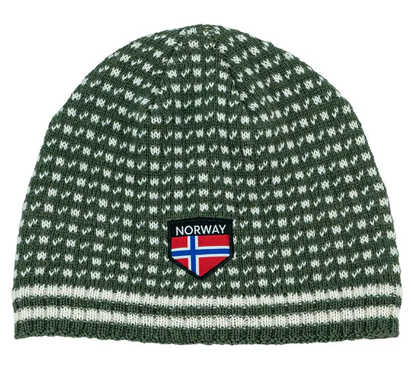 Hovedbilde Strikkelue Islender, grønn/hvit