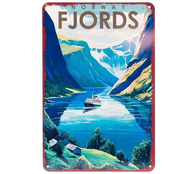 Main Image Metal plate, Fjords, retro