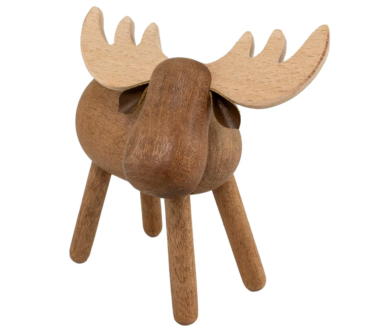 Moose made of wood, dark beech, large