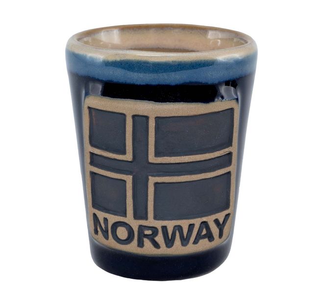 Main Image Ceramic shot glass, Norwegian flag, black