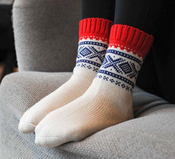 Main Image Woollen socks, MARIUS® pattern, white/blue/red