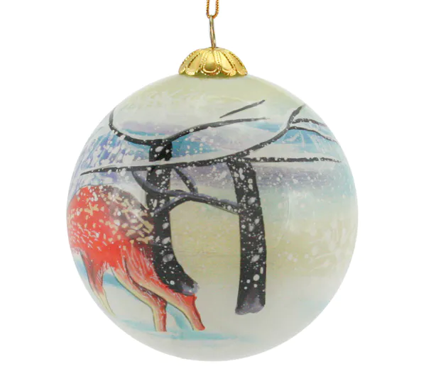 Main Image Glass bauble, Santa with deer