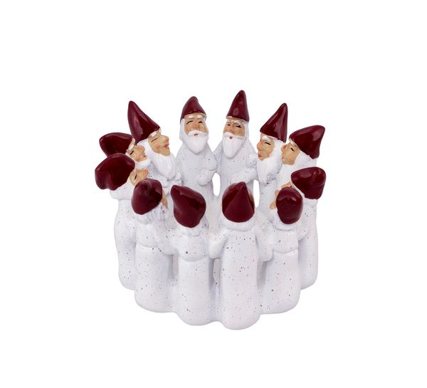 Main Image Santas in a circle, white, 9 cm, Harvesttime