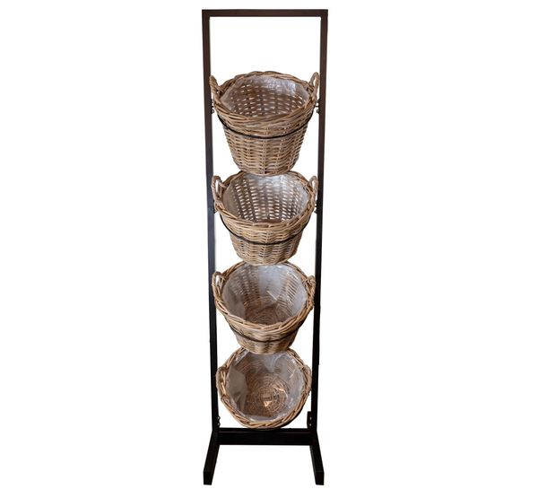 Main Image Basket stand, with 4 wicker baskets