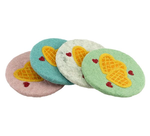 Main Image Glass coaster, waffle S/4 ass Felted wool