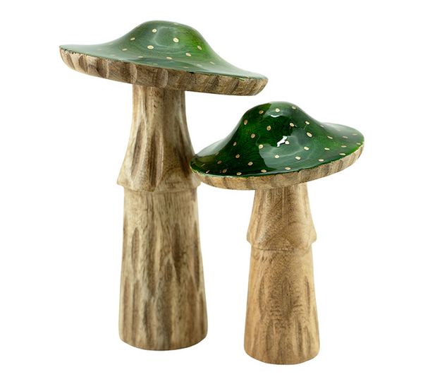 Main Image Antique mushroom green made of wood, F-design