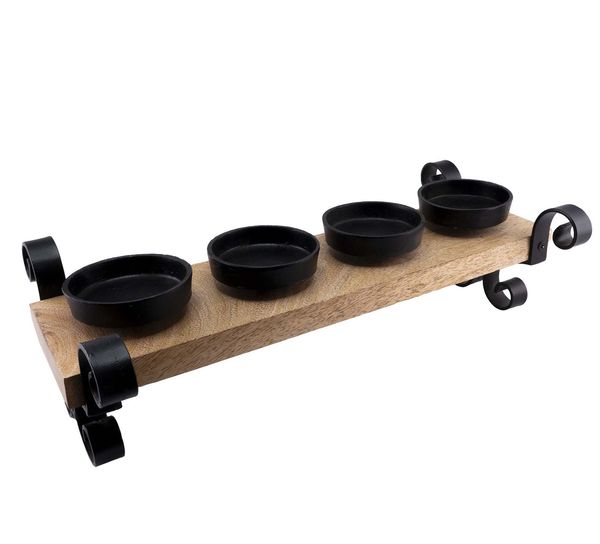 Hovedbilde Antikk lysestake av tre, F-design