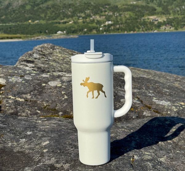 Main Image Tumbler with moose, white