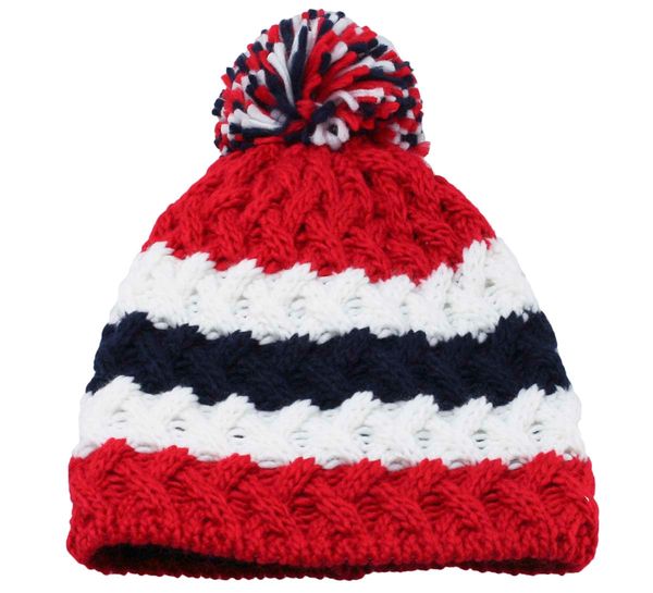 Hovedbilde Lue, flettet strikk, flaggfarger