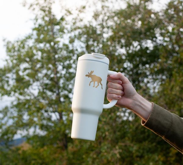 Main Image Tumbler with moose, white