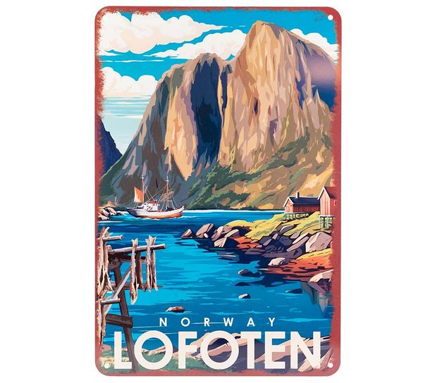 Hovedbilde Metallskilt, Lofoten, retromotiv
